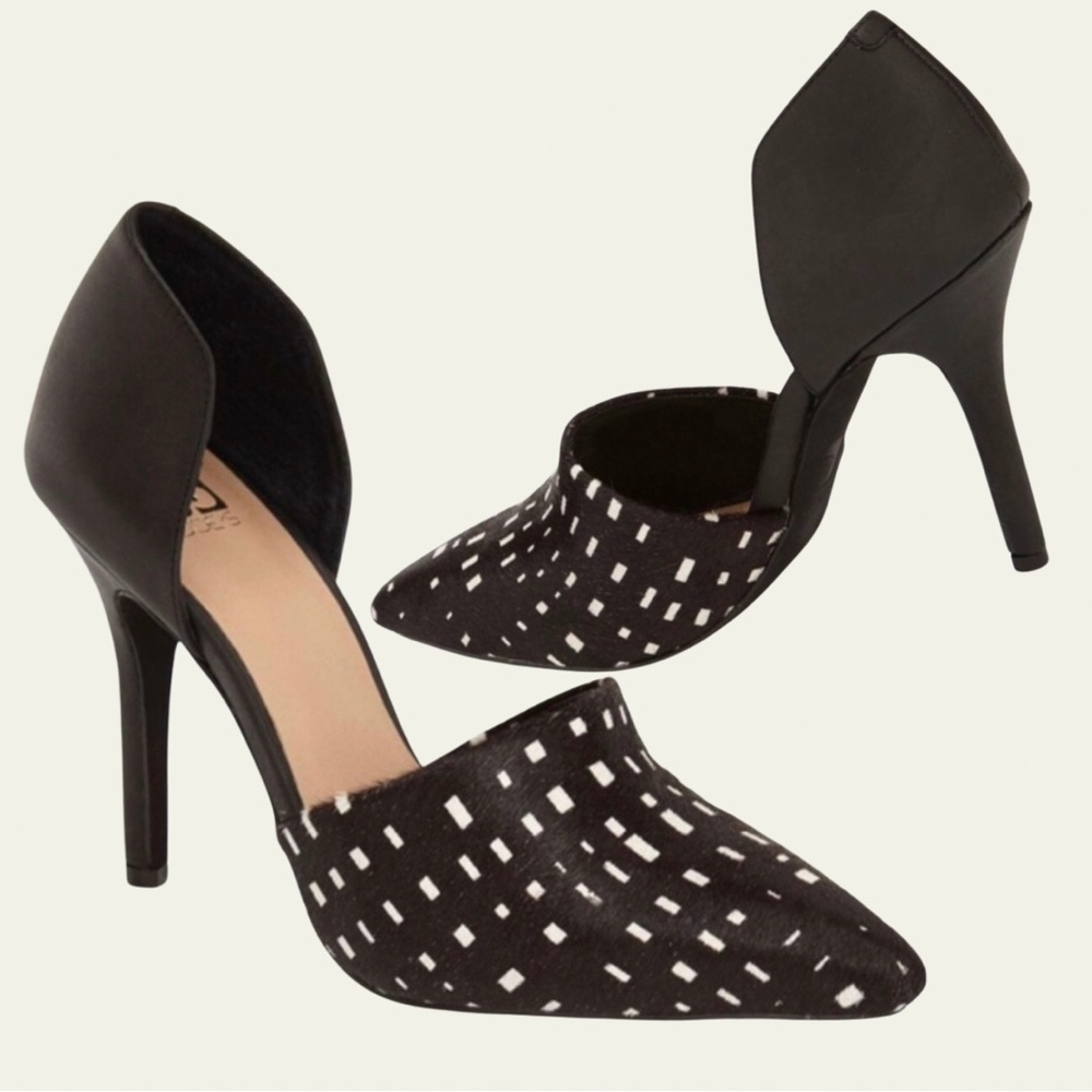 Joe’s Jean Speckled Calf Hair Pointed Toe Heels